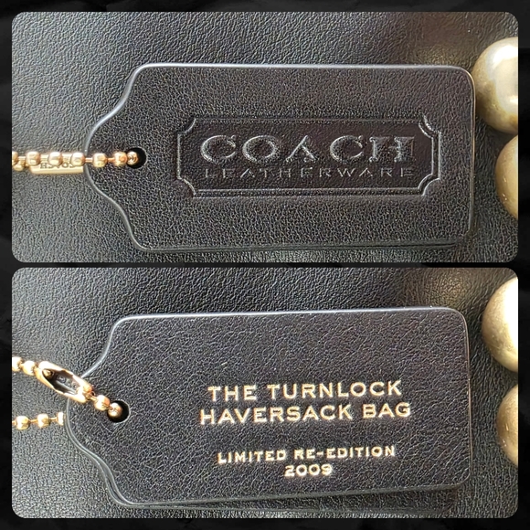 Coach CDZ12 Turnlock Haversack Black Leather Brass Shoulder Bag NWT - Picture 7 of 16